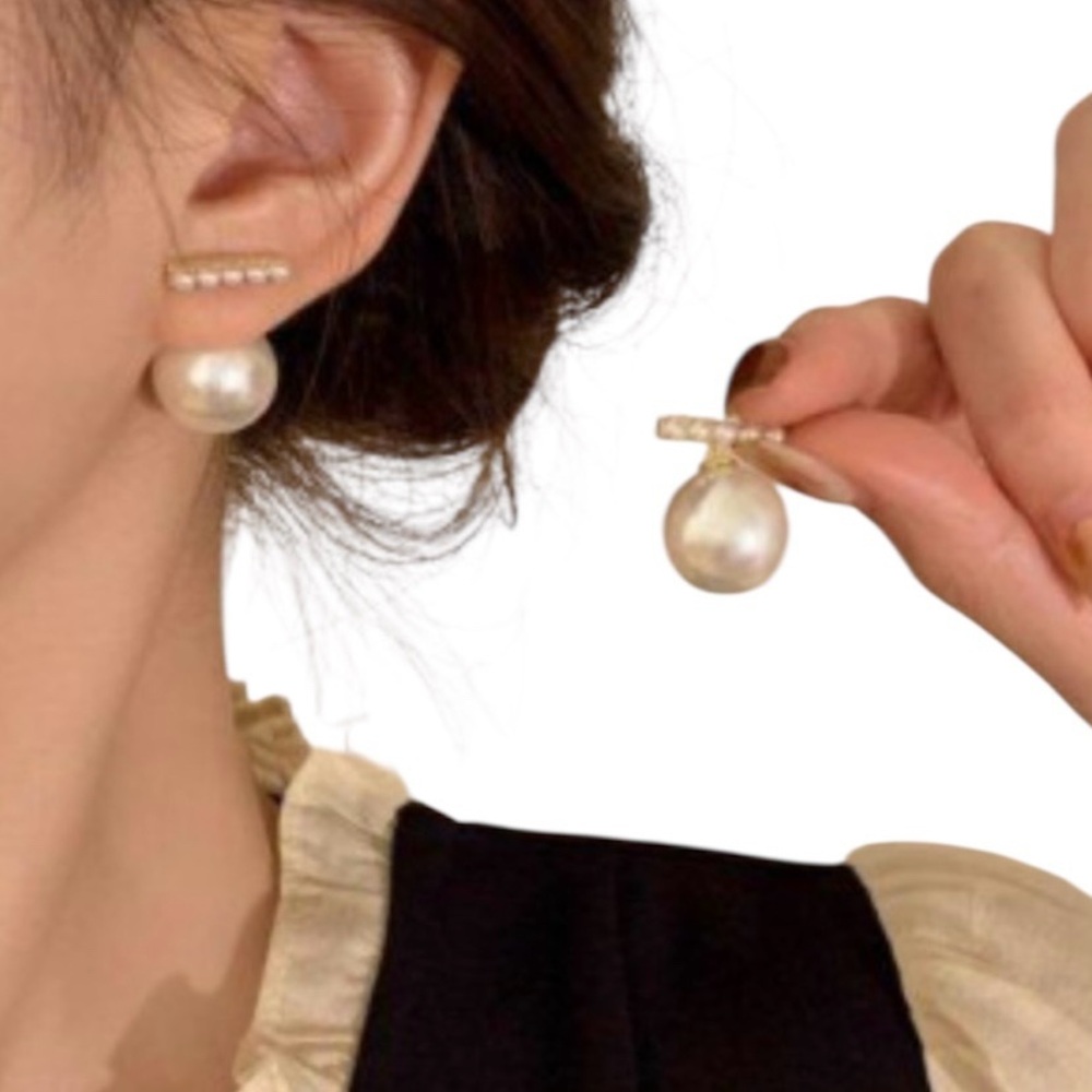Pearl Drop Stainless Steel Stud Earrings